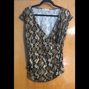 Michael Kors Capped Sleeve Snake Print Top